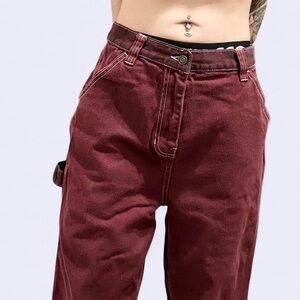 PacSun Women's Burgundy High Rise Carpenter Pants Size 27